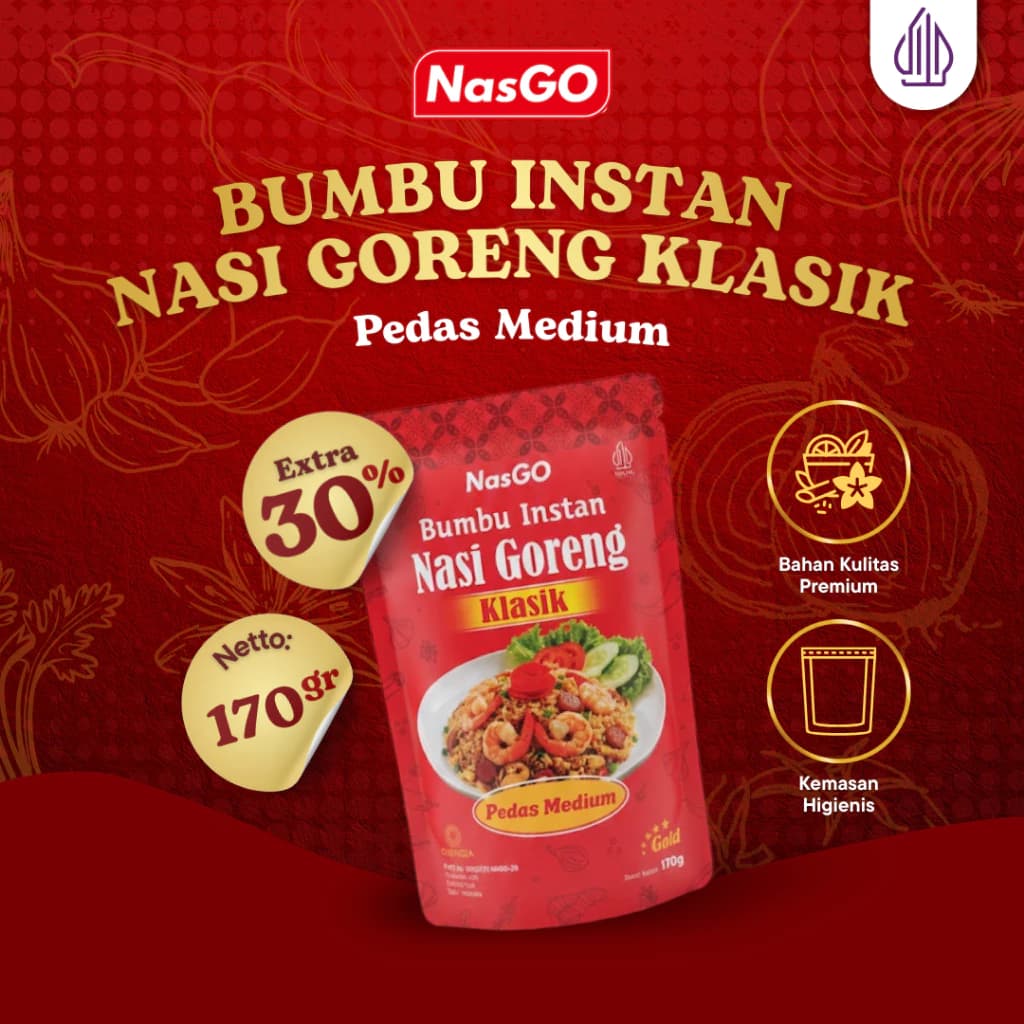 Bumbu Instan Nasi Goreng Klasik Pedas Medium NasGO 170gr Kemasan Pouch